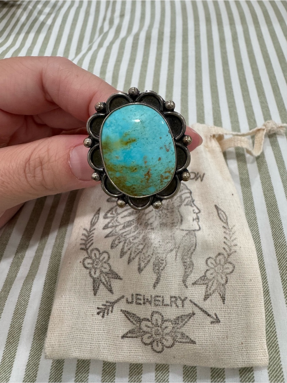 Broken arrow turquoise ring
